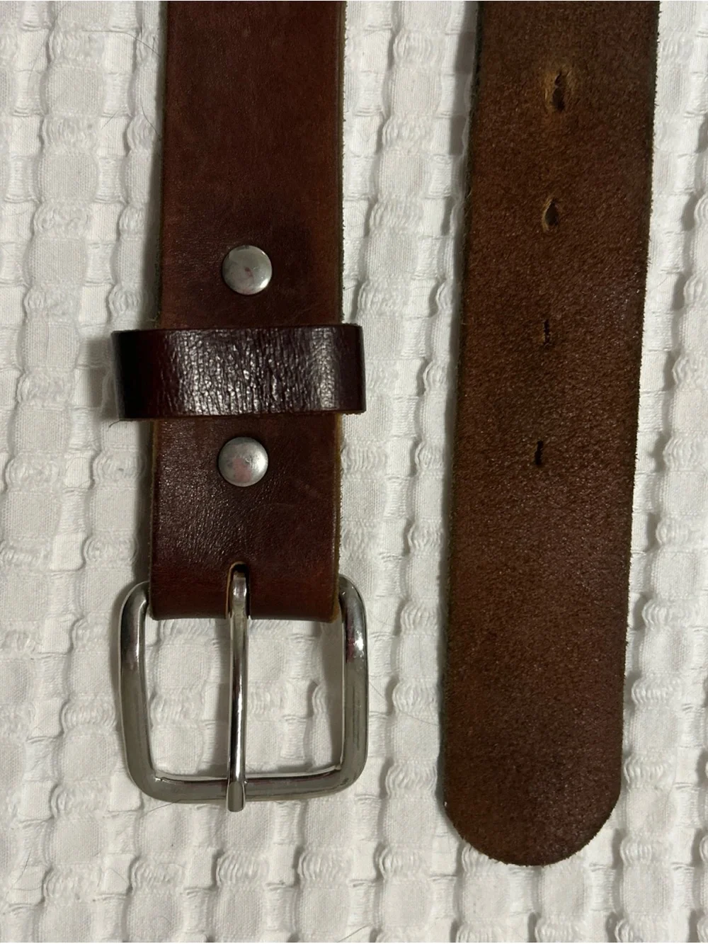 Main Street Forge Men's Full Grain Leather Belt Brown Size 36 Silver Buckle